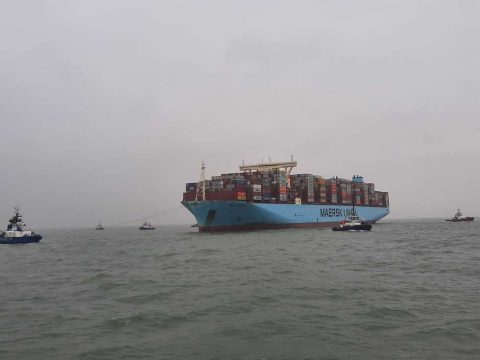 Mumbai Maersk pulled free