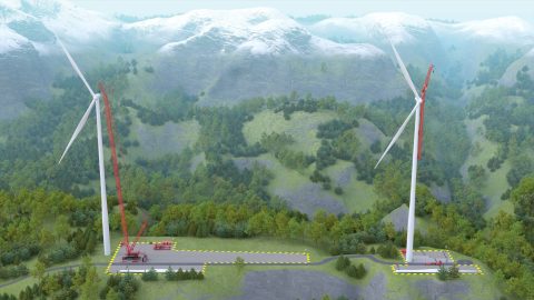 Vattenfall and Mammoet draw up a climbing crane concept for wind farms