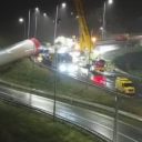 Windmill falls off a truck blocking the Dutch A1 motorway