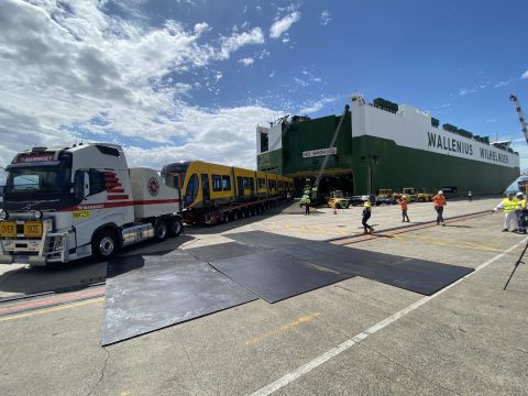 First Gold Coast Rail shipment arrives in Brisbane on a RoRo vessel