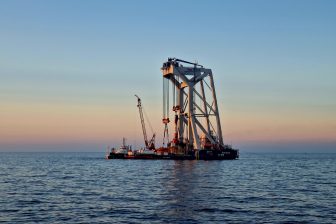 Heavy-lift vessel Svanen installs first of 50 Baltic Eagle monopiles