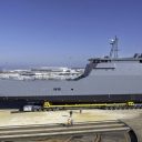 Sarens moves 620-tonne military vessel to ferry terminal