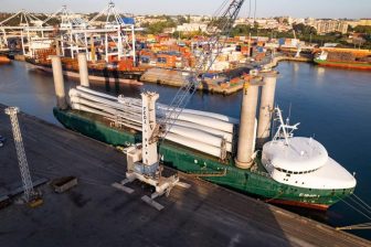 E-Ship 1 moving wind project cargo to Japan