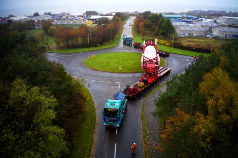 Heavy units head from Buckie Harbour to Rothienorman Substation