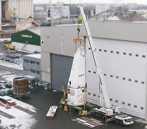 Liebherr assembling the first Orca-Class heavy-lift crane