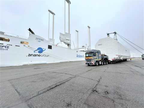 Sailing freighter Canopée departs Le Havre with Ariane 6 project cargo