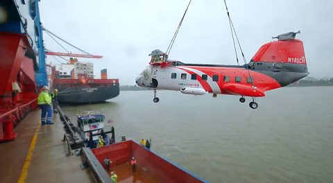 HHLA handles a helicopter in Hamburg
